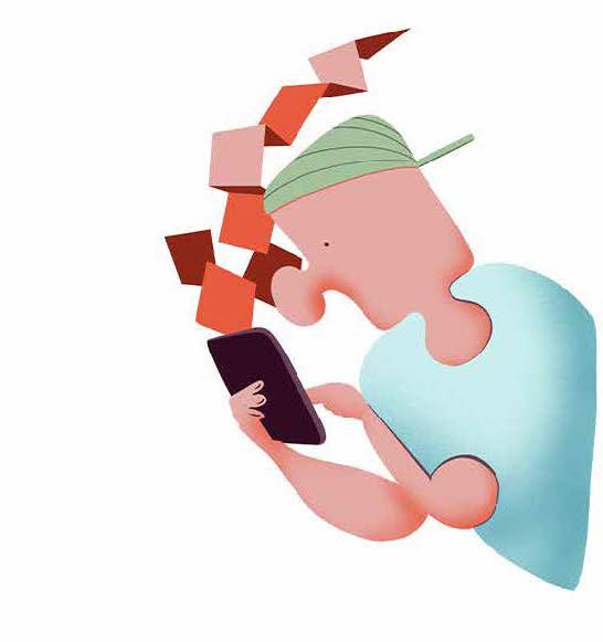 A boy infinite scrolling with his smartphone